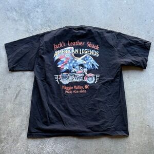 Jacks Leather Shack T-Shirt Mens 2XL American Legends‎ Eagle Motorcycle
